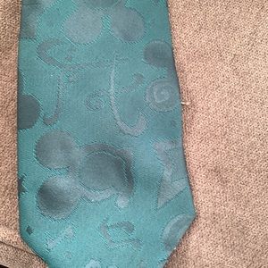 Vintage cast members Mickey Silhouette neck tie. Emerald green